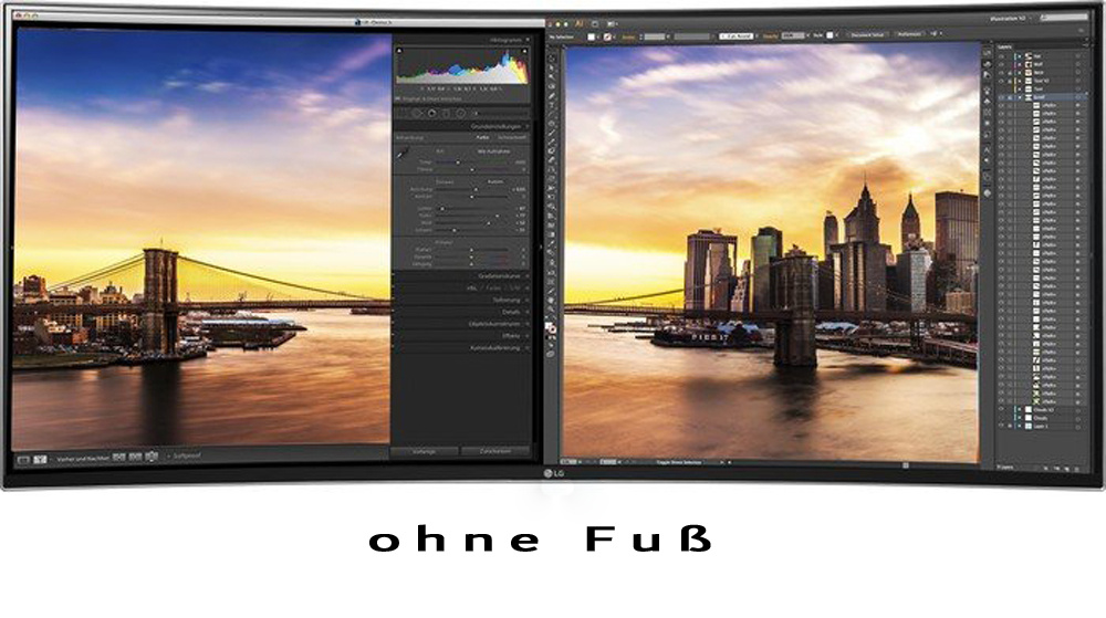 LG 34UC88-B 34-Zoll Curved Monitor 3440x1440 HDMI DP Lautsprecher 5ms schwarz ohne Fuß