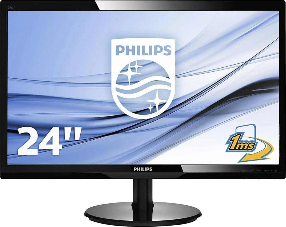 Philips V-line 246V5LDSB 24-inch Monitor TN FHD 1920x1080 HDMI VGA DVI 1ms black Good - Refurbished