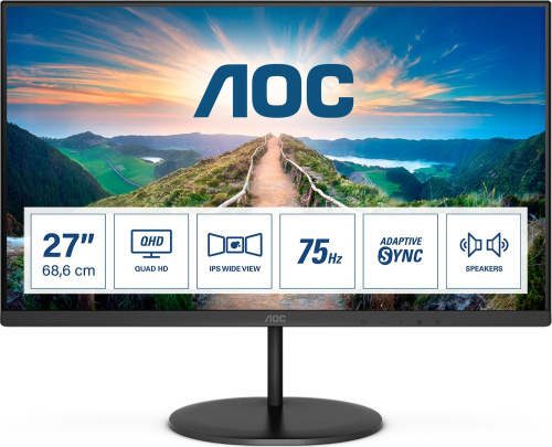 AOC Q27V4EA 27-inch Monitor IPS 75Hz WQHD 2560x1440 DP...
