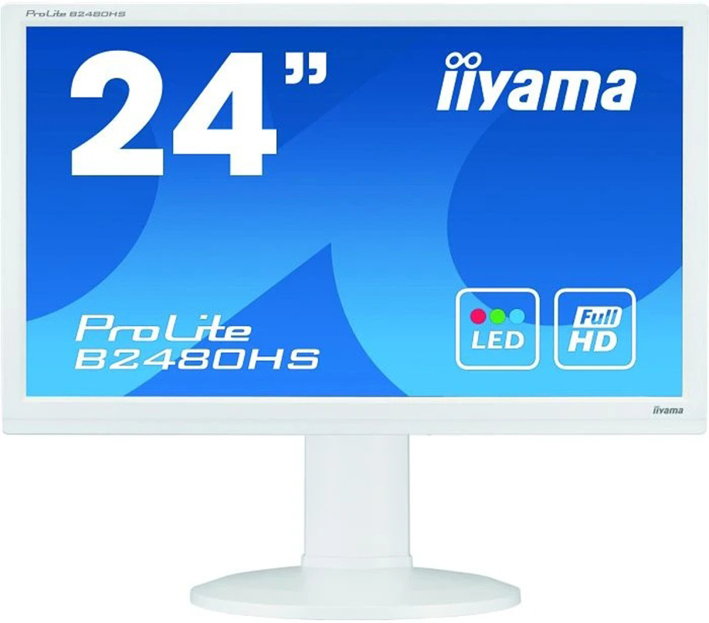 iiyama ProLite B2480HS-W1 23,6-Zoll Monitor TN FHD 1920x1080 HDMI VGA DVI Lautsprecher 2ms weiß Gut - Refurbished