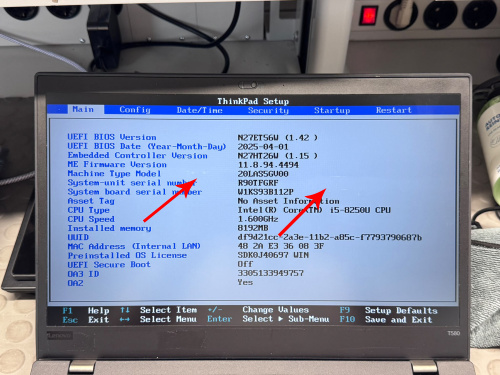 Lenovo ThinkPad T580 15.6 inch Notebook i5-8250U 8GB 256GB SSD FHD DE WCAM WIN11