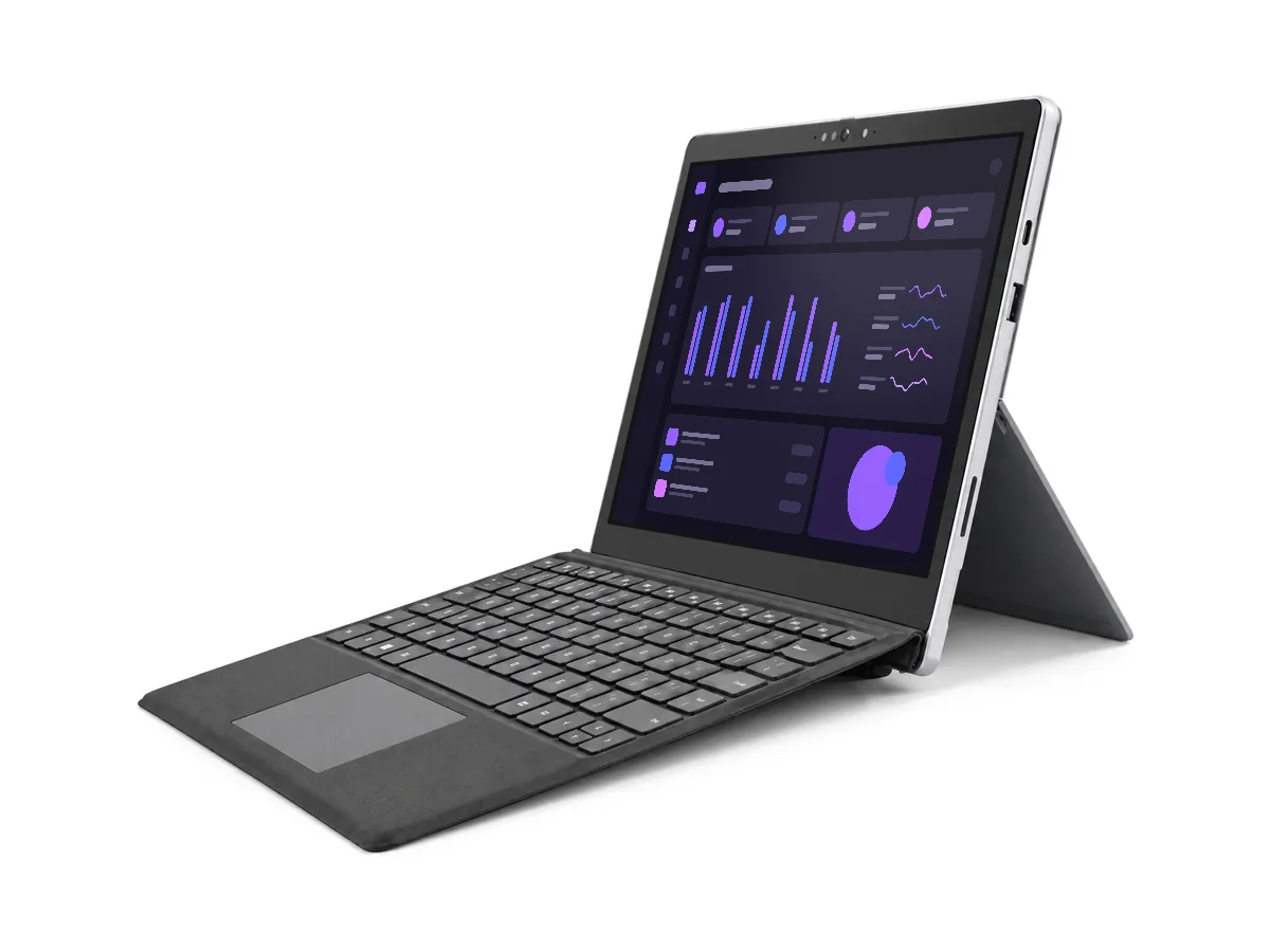 KI-generiertes Symbolbild: Business-Tablet mit Tastatur-Cover